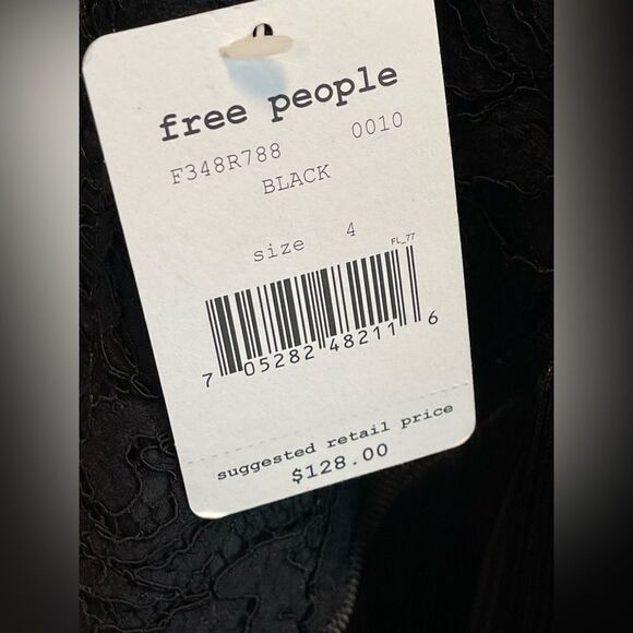 Free People black lace and fringe flapper roaring 1920s swing skirt 4. NWT - Picture 9 of 11